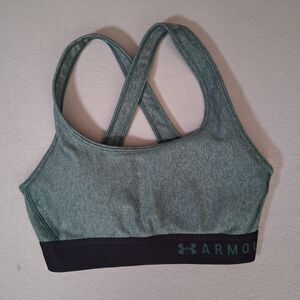 Under Armour Sz L Teal Heather Crossback Sports Bra with Black Band